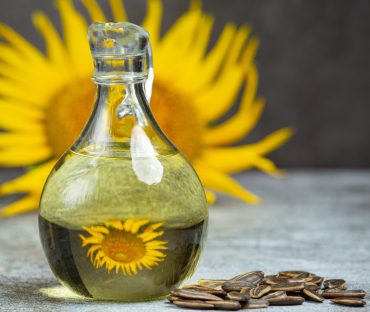 Sunflower oil on the table